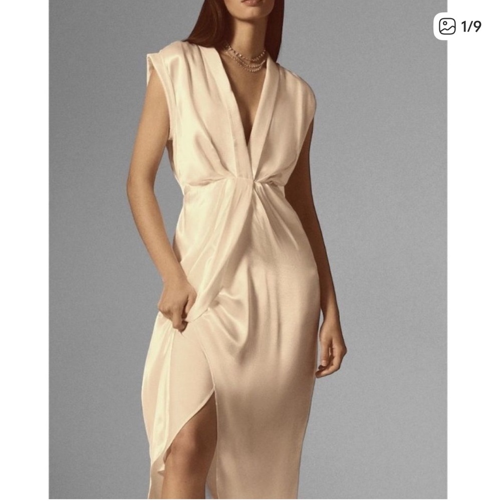 Anthropology Elegant Champagne Sleeveless Dress